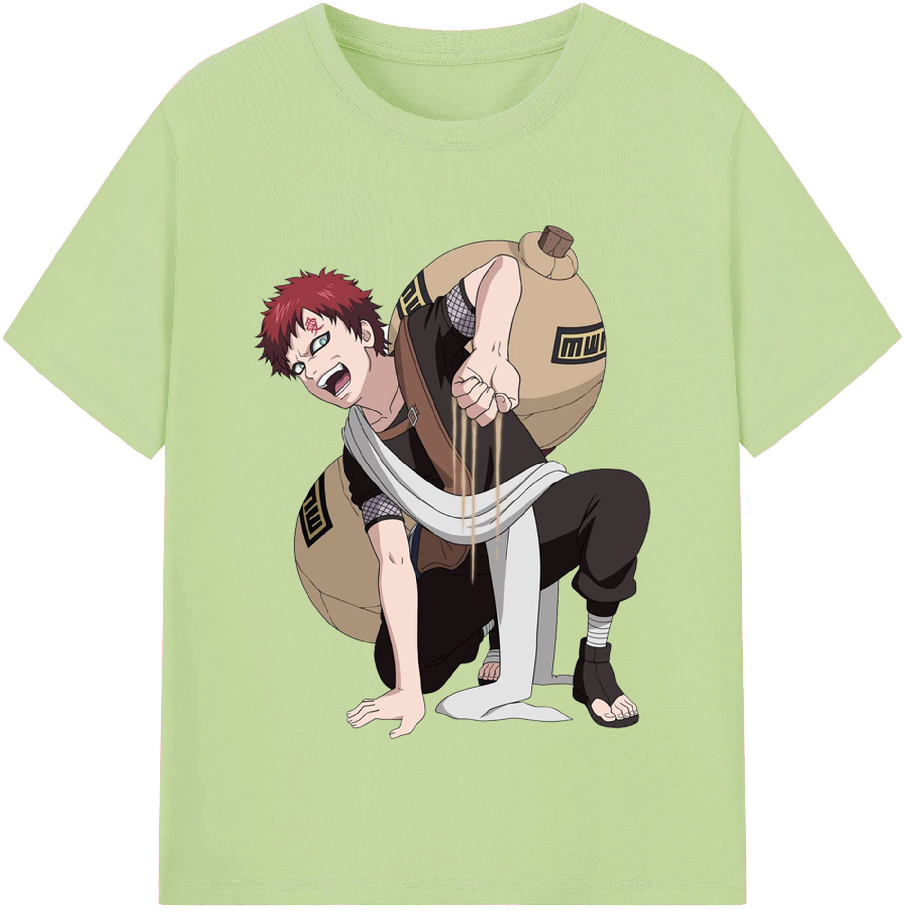 （画像用） NARUTO -ナルト- ガアラ Gaara 綿100％半袖Tシャツ（フロントプリント）